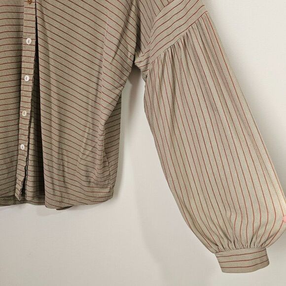 NEW W/O TAGS EE:SOME V NECK BUTTON DOWN PUFFED SLEEVES LONGSLEEVES TOP SZ S - Picture 8 of 16